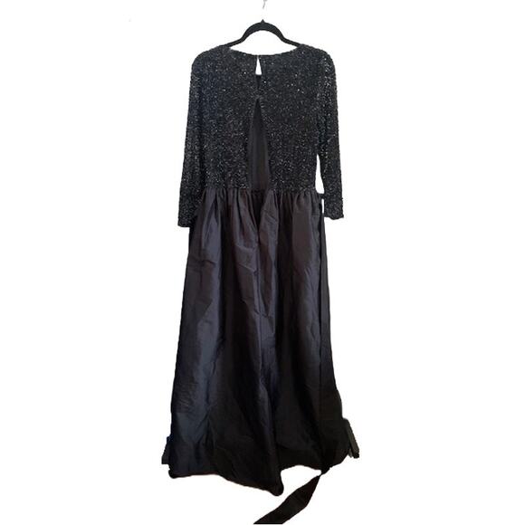 Pisarro Nights-Sequin Evening Gown-Long Sleeve-Formal Dress-Black-Poly Blend-12P - Picture 3 of 6